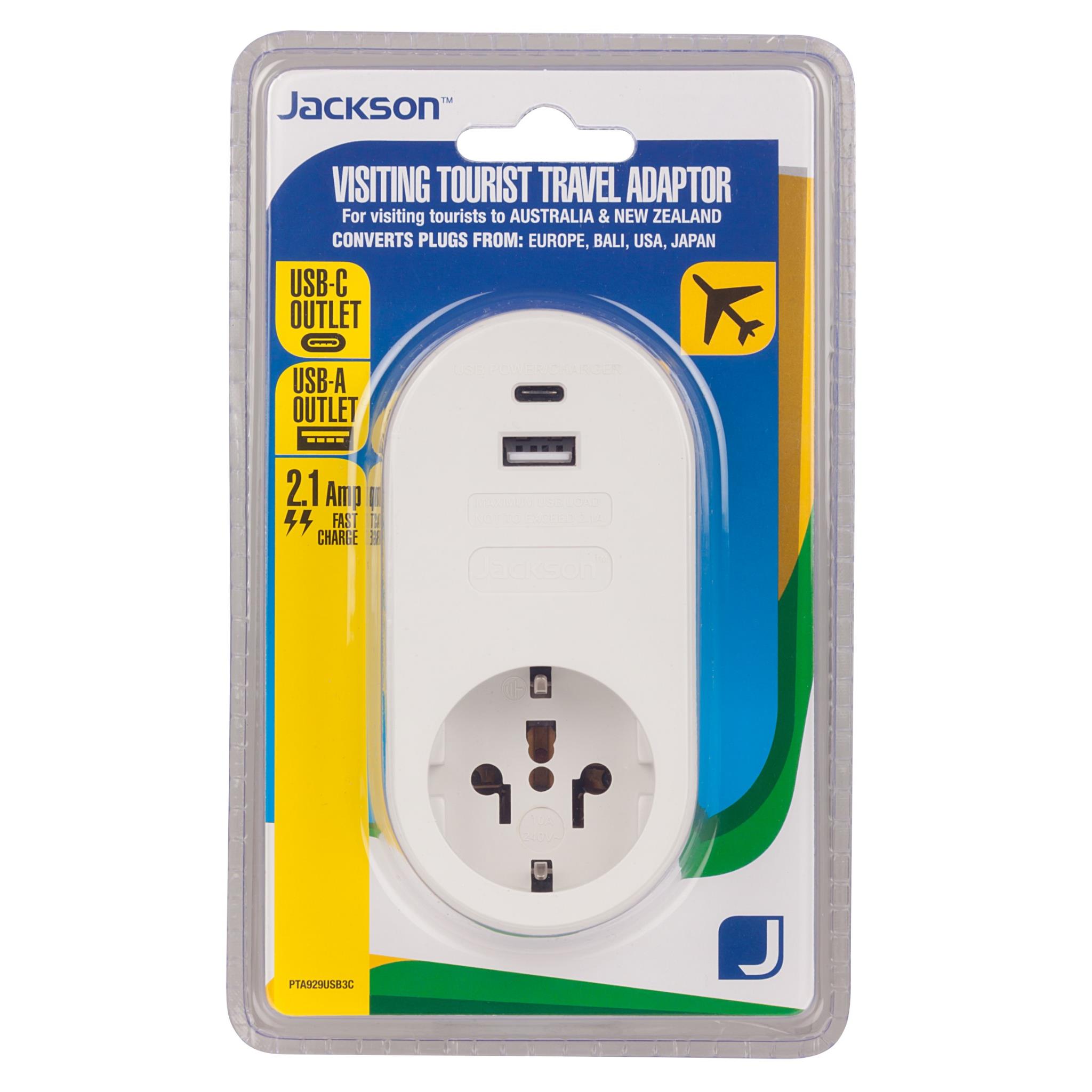 Jackson Inbound Travel Adaptor with USB for plugs from Europe, Bali, USA, Japan and more