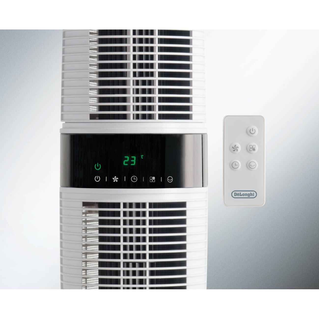 DeLonghi 360° Dual Oscillating White Tower Fan - JB Hi-Fi
