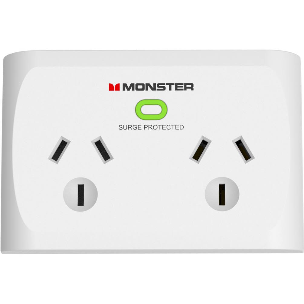Monster 2 Socket Surge Protector (White)