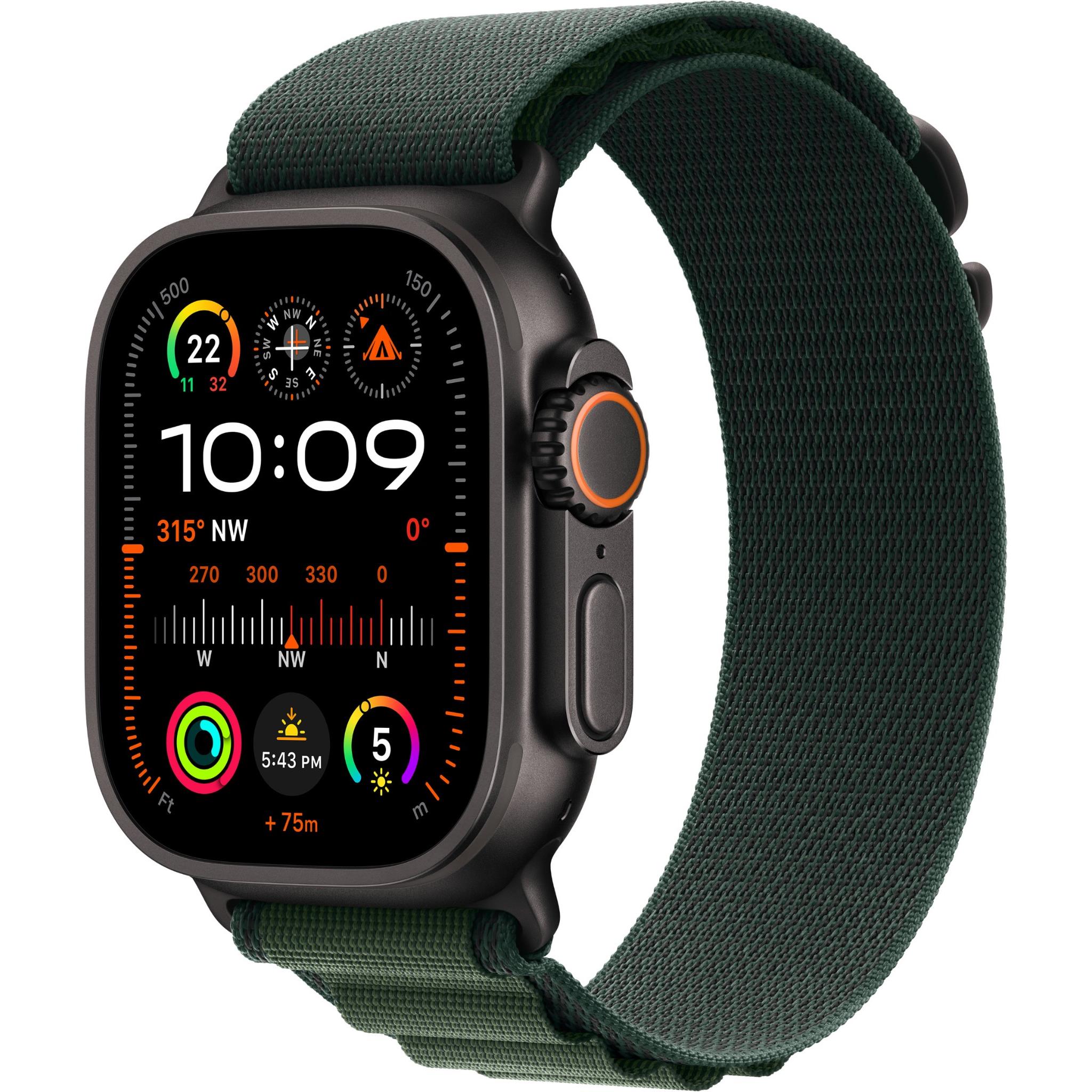 Apple Watch Ultra 2  49mm Black Titanium Case GPS + Cellular Alpine Loop (Dark Green) [Small]