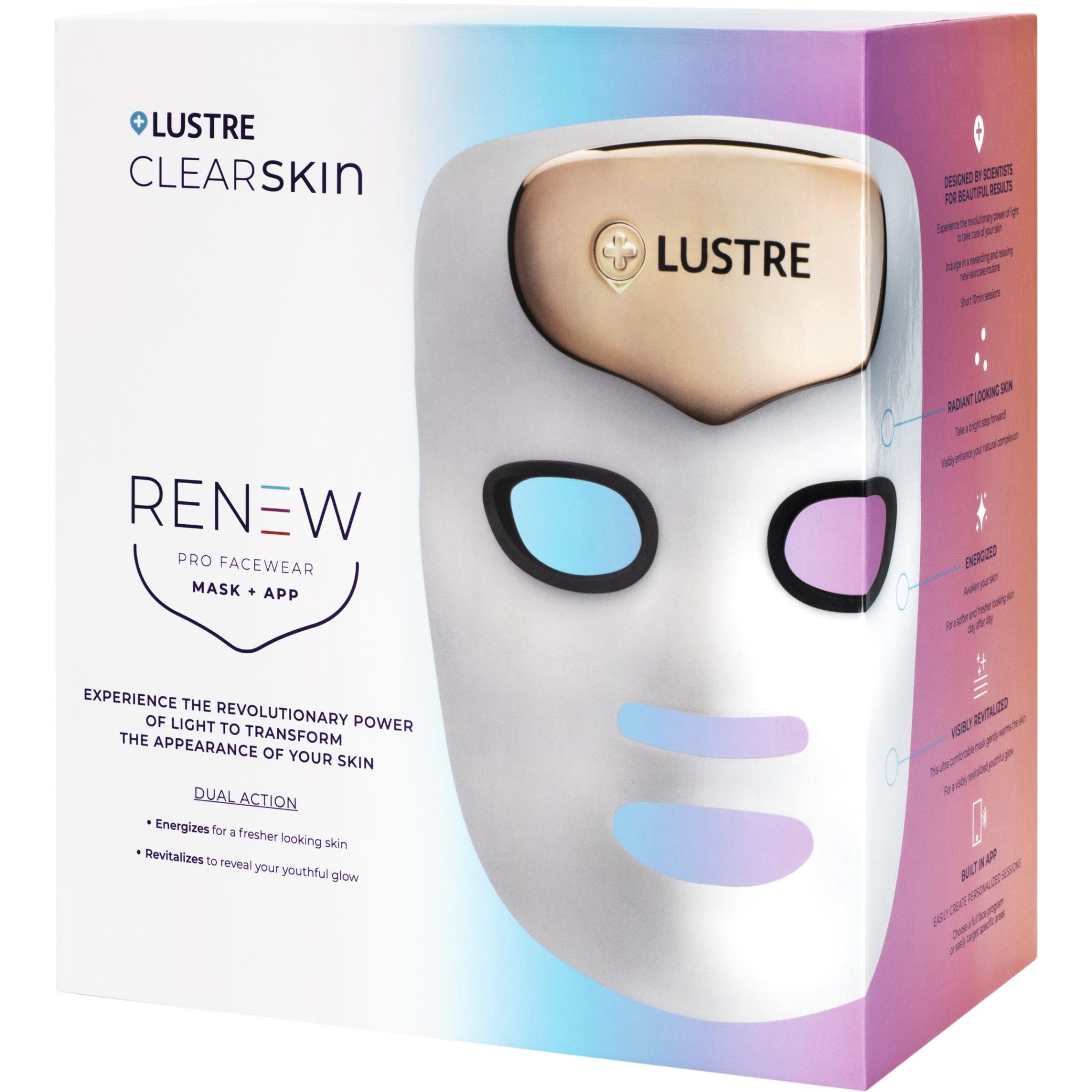 LUSTRE ClearSkin RENEW PRO LED-Lichttherapie-Maske – Kabellos, App-gesteuert Für Strahlende Haut