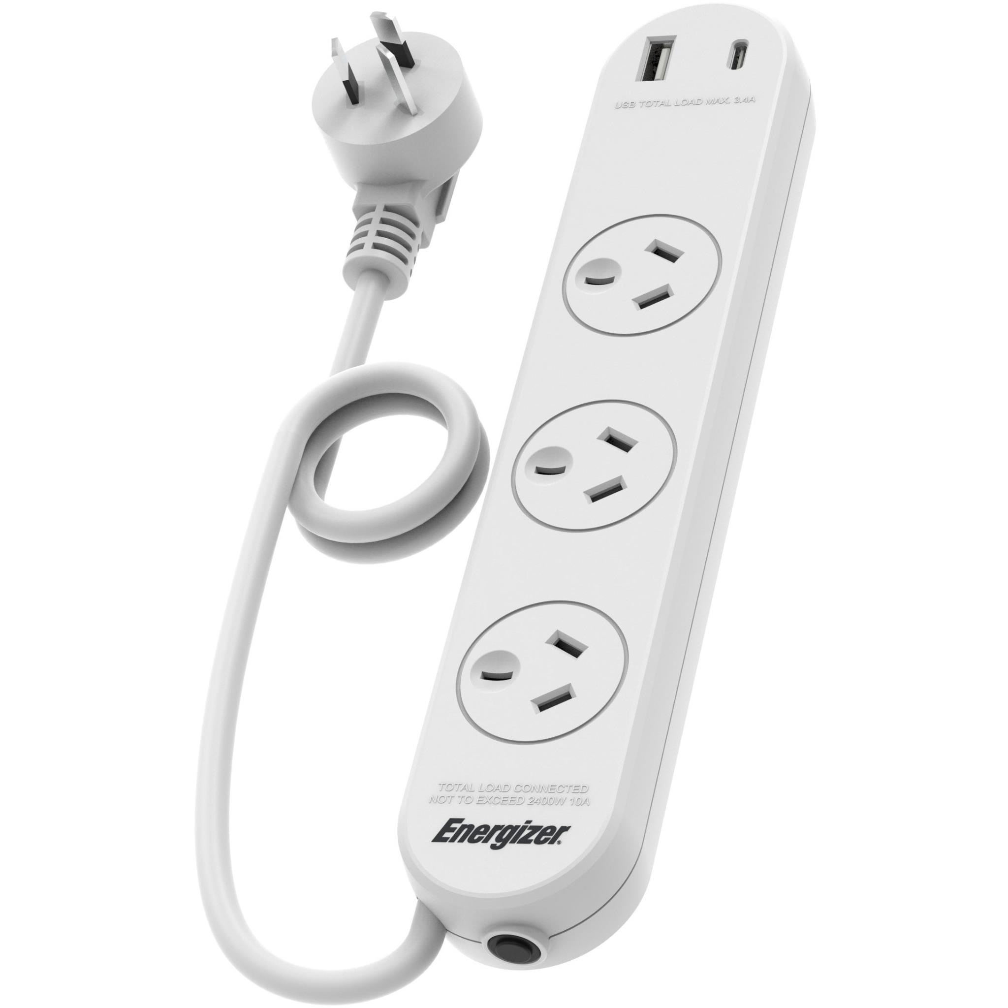 Energizer 3 Outlet Power Board with USB