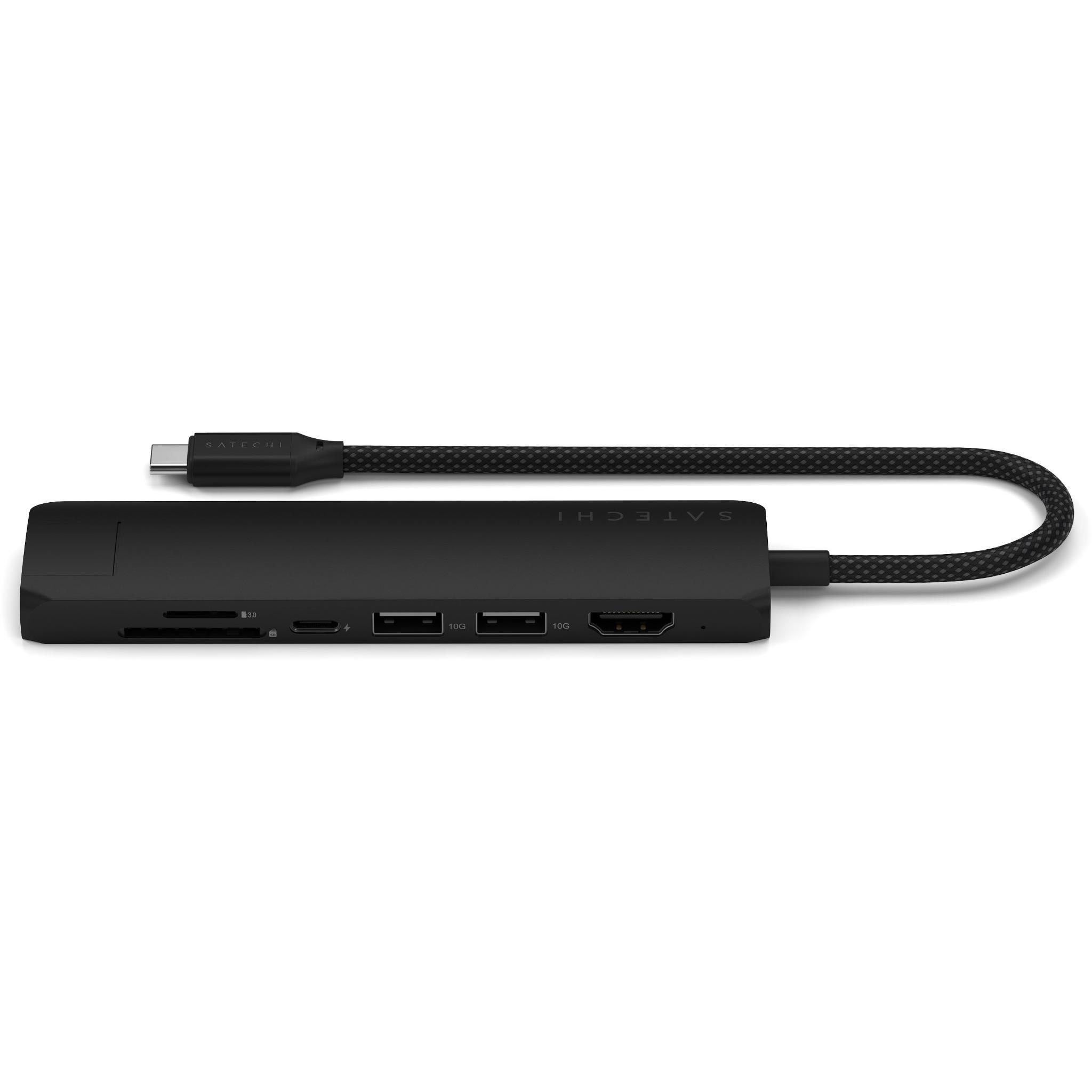 Satechi 7-in-1 USB-C Slim Multiport Adapter 4K (Black) - JB Hi-Fi