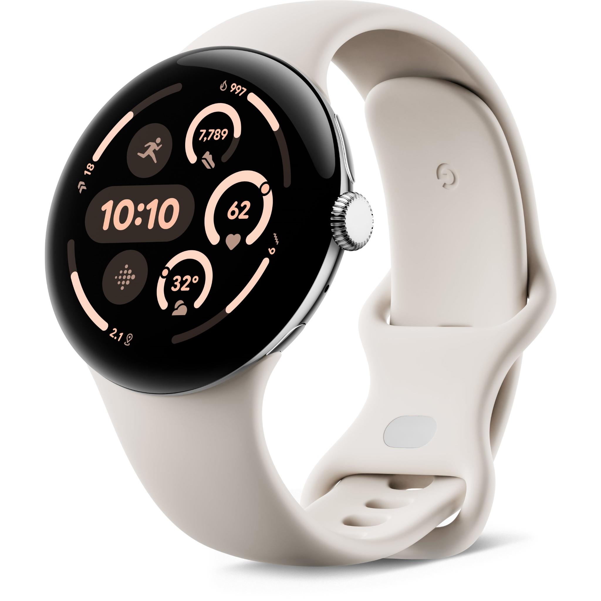 Google Pixel Watch 3 Wi-Fi 45mm (Silver with Porcelain Active Band)