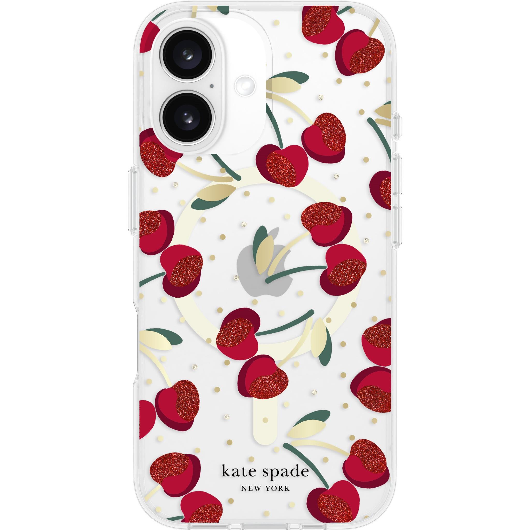 Kate Spade Protective MagSafe Case for iPhone 16 (Cherry Dot)