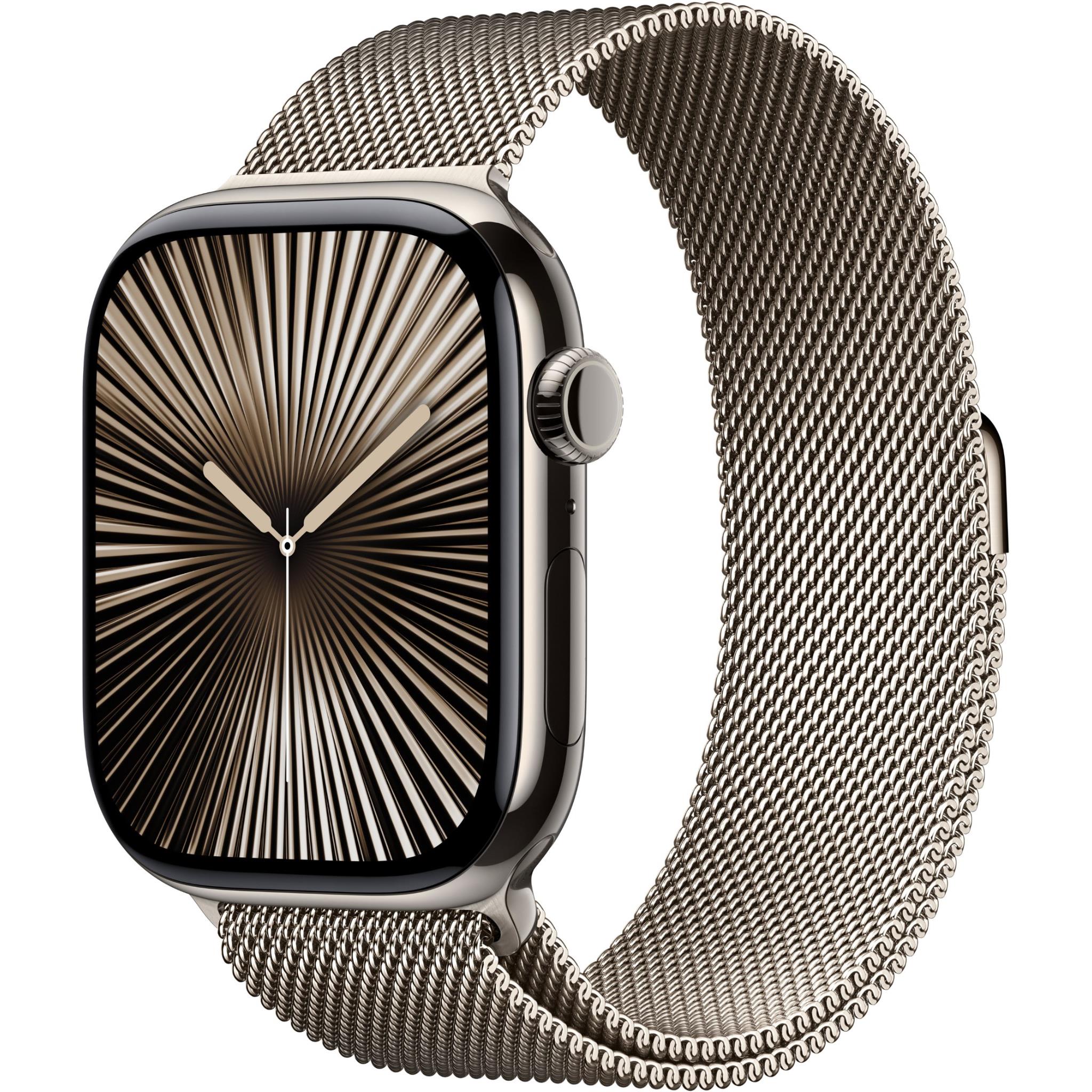 Apple Watch Series 10 46mm Natural Titanium Case  GPS + Cellular Milanese Loop (S/M)