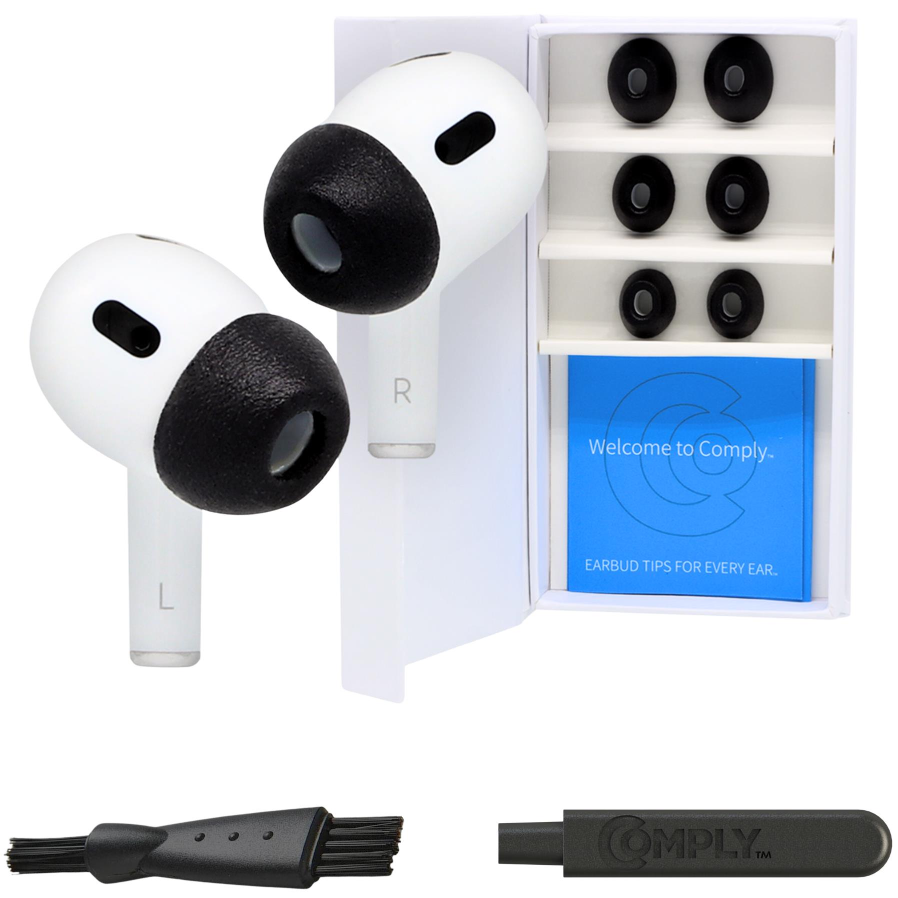 Comply Headphone Ear Tips for AirPods Pro 1 & 2 Gen (Black) [Medium]