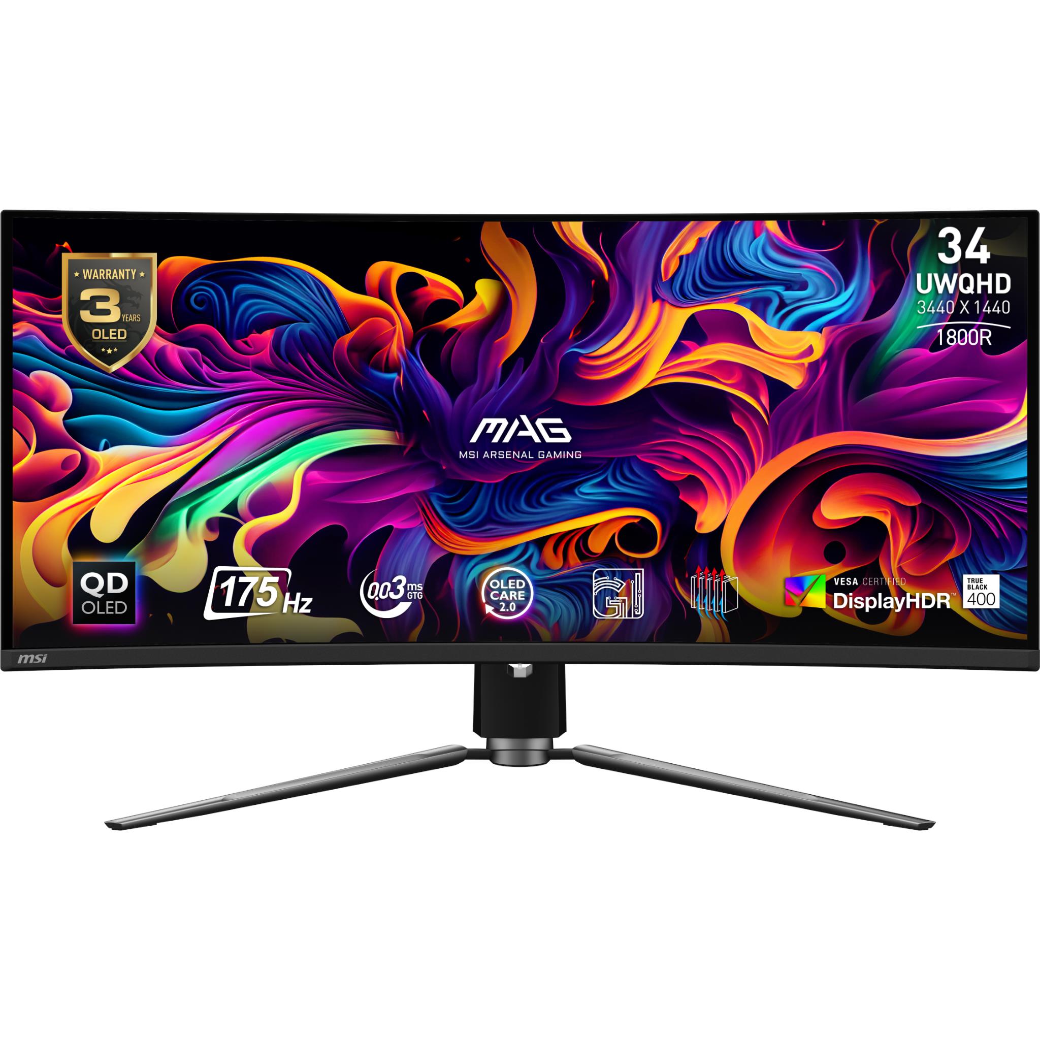 MSI MAG 341CQP 34" UWQHD 175Hz QD-OLED Curved Gaming Monitor [Ex-Display]