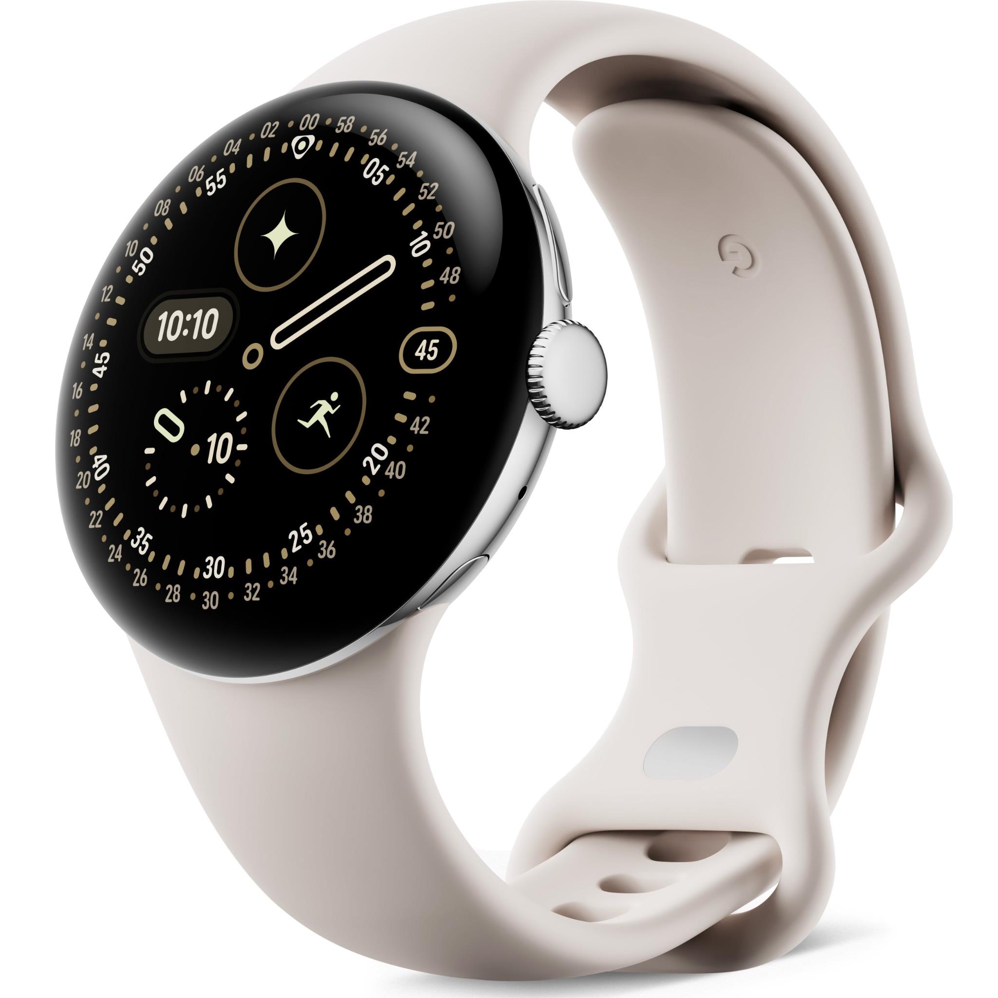 Google Pixel Watch 4 Wi-Fi 45mm (Polished Silver Aluminum with Porcelain Active Band)