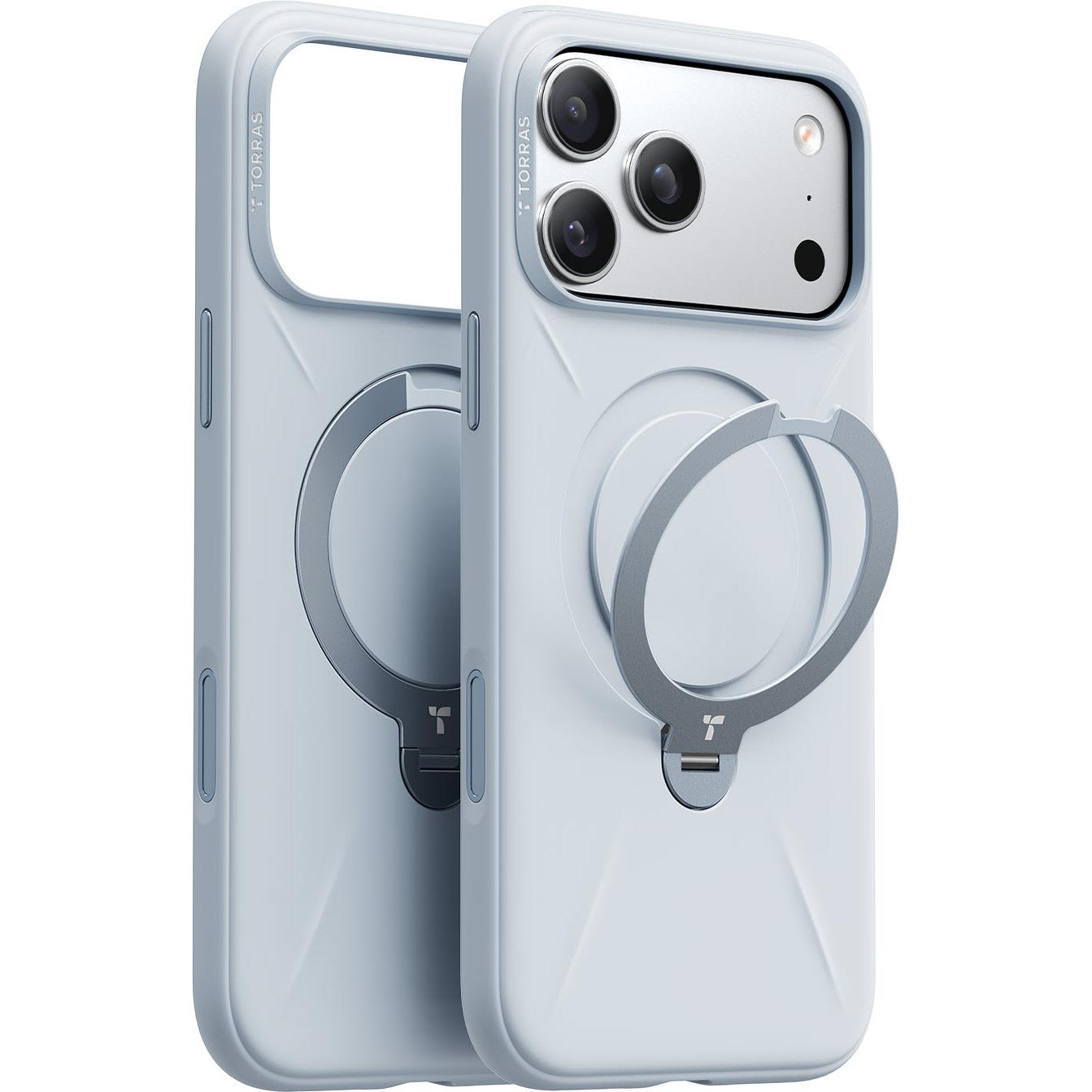 Torras Ostand Spin Silicone Case for iPhone 17 Pro (Baby Blue)