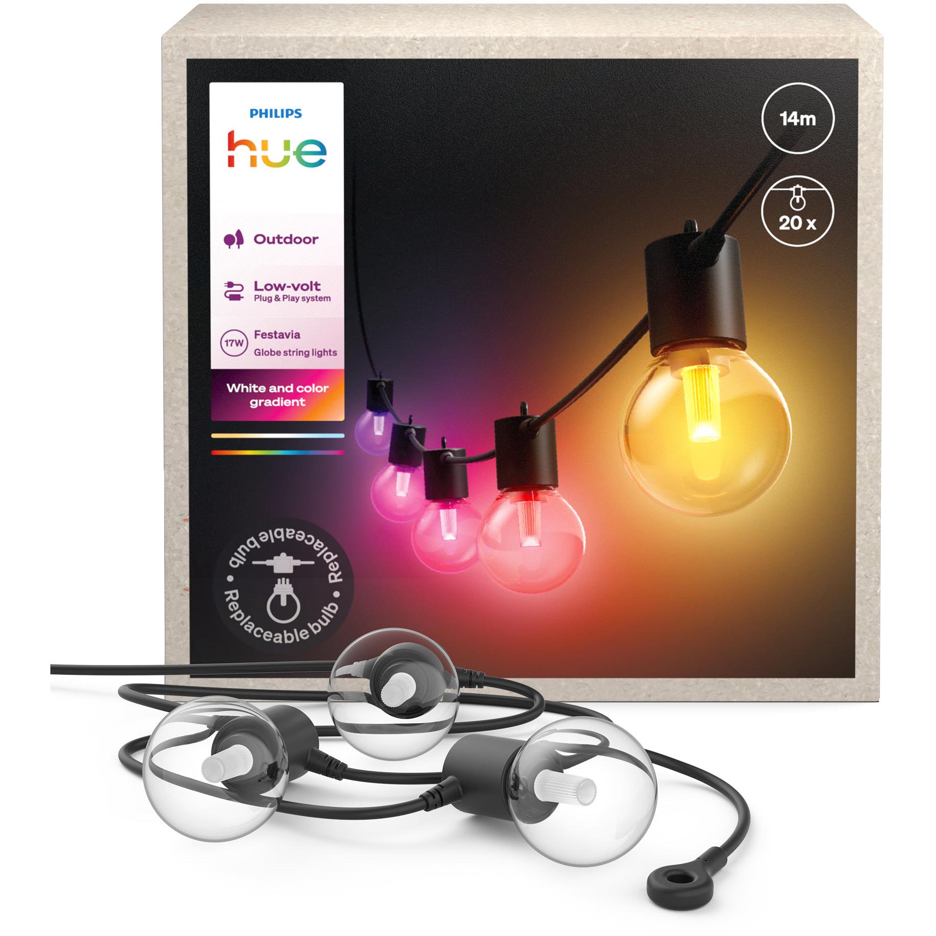 Philips Hue Festavia Hue 20 Bulb Globe String Lights (14m) JB Hi-Fi