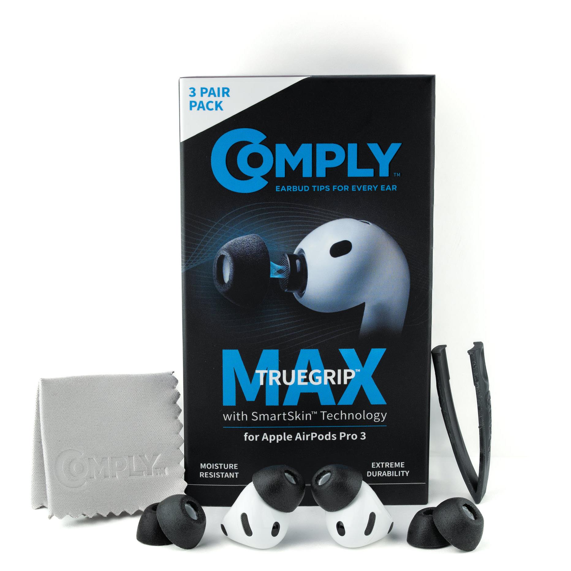 Comply TRUEGRIP Max Headphone Ear Tips for AirPods Pro 3 (Black) [Medium]
