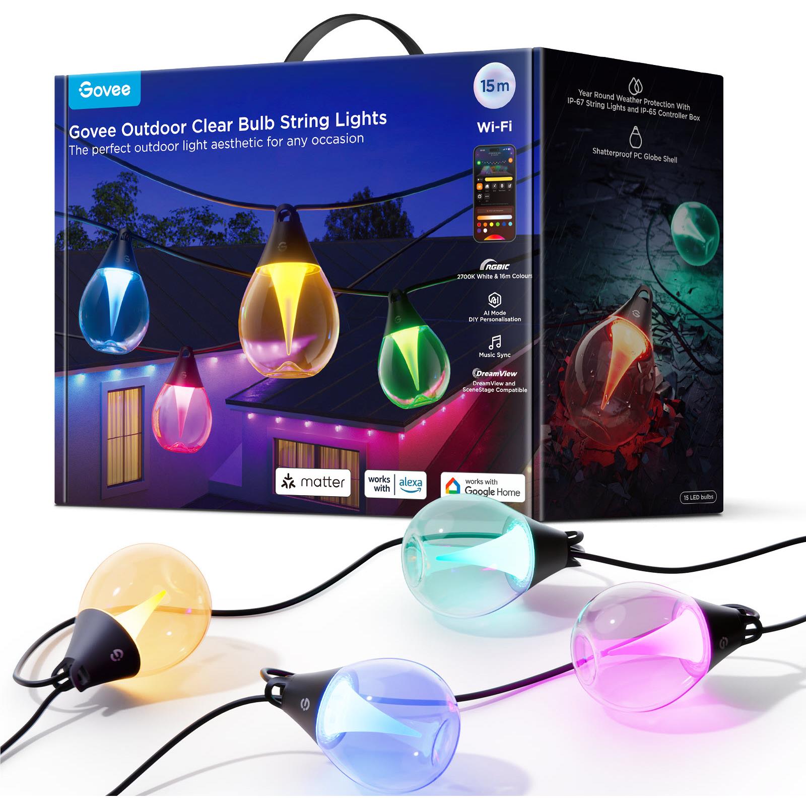 Govee Outdoor Clear Bulb String Lights (15m)