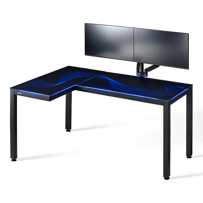 Eureka GTG - L60, L-Shaped Glass LED Gaming Desk (Left)