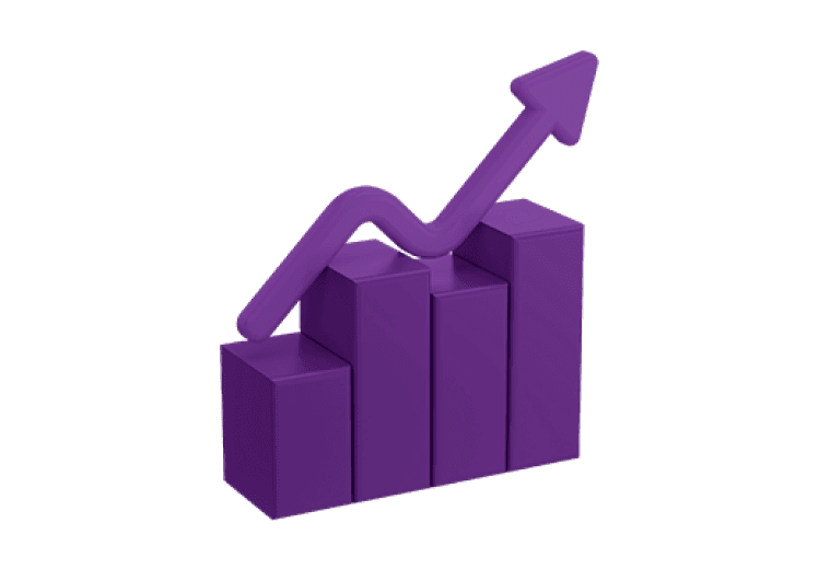 Ícone 3D de um gráfico em ascensão