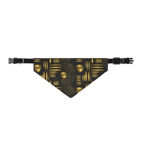 Alabama State 1867 Black & Gold Clip-on Pet Bandana — front view