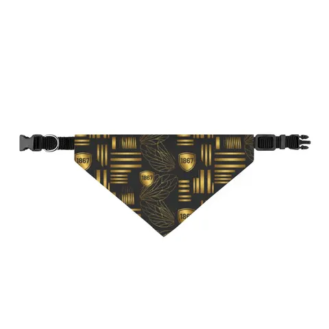 Alabama State 1867 Black & Gold Clip-on Pet Bandana — front view