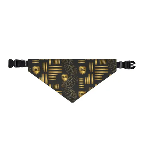 Alabama State 1867 Black & Gold Clip-on Pet Bandana — front view