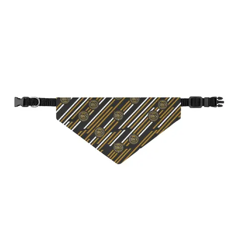 Bowie State 1865 Black & Gold Panel Clip-on Pet Bandana — front view