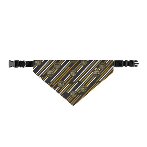 Bowie State 1865 Black & Gold Panel Clip-on Pet Bandana — front view