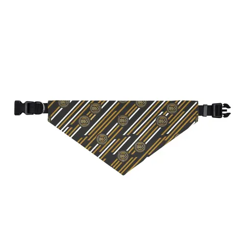 Bowie State 1865 Black & Gold Panel Clip-on Pet Bandana — front view