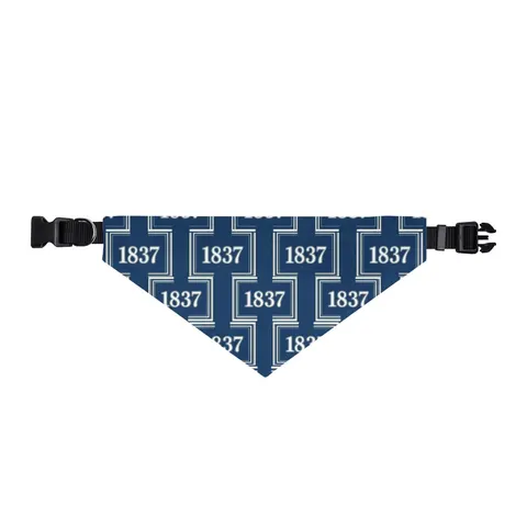 Cheyney 1837 Blue & White Clip-on Pet Bandana — front view