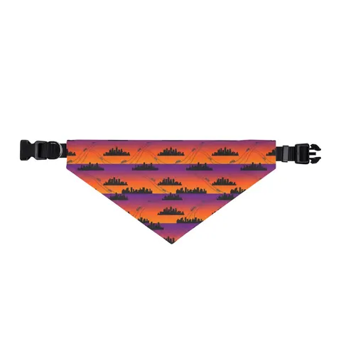 Atlanta Skyline Sunset Silhouette Clip-on Pet Bandana — front view
