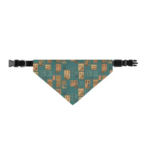 Baltimore Rowhouse Stoops Clip-on Pet Bandana — front view