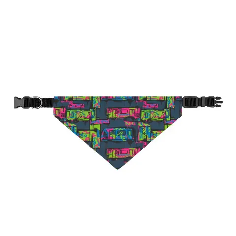 The Bronx Graffiti Train Panels Clip-on Pet Bandana — front view
