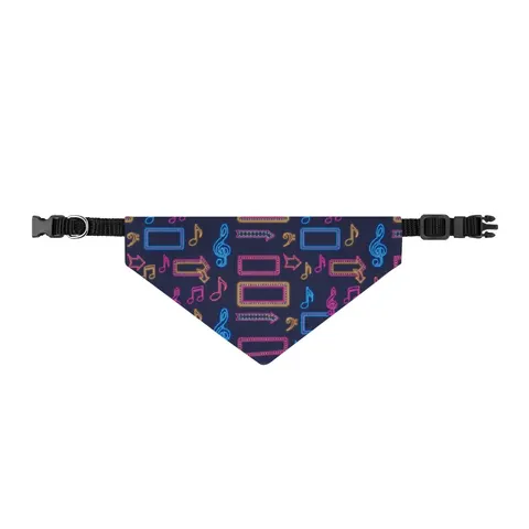 Detroit Motown Neon Clip-on Pet Bandana — front view