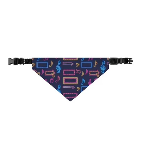 Detroit Motown Neon Clip-on Pet Bandana — front view