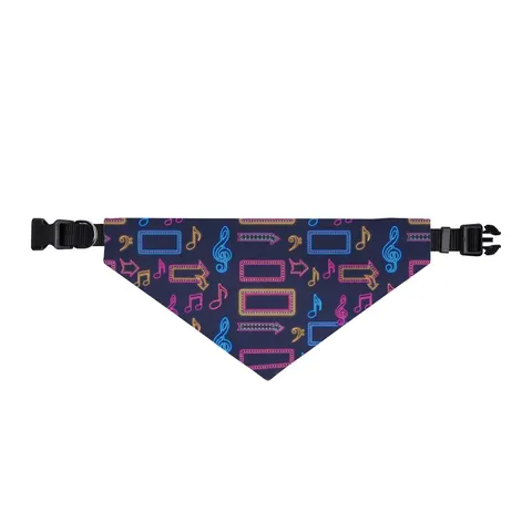 Detroit Motown Neon Clip-on Pet Bandana — front view