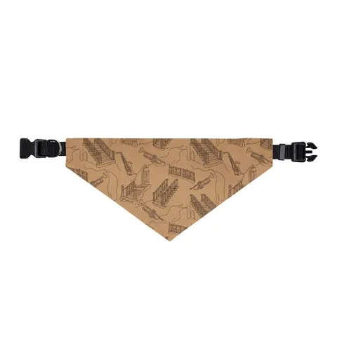 Harlem Brownstone Jazz Lines Clip-on Pet Bandana — front view