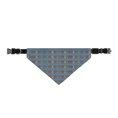 New Orleans 7th Ward Shotgun Houses Clip-on Pet Bandana — front view