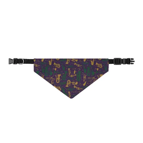 New Orleans Treme Brass Band Clip-on Pet Bandana — front view