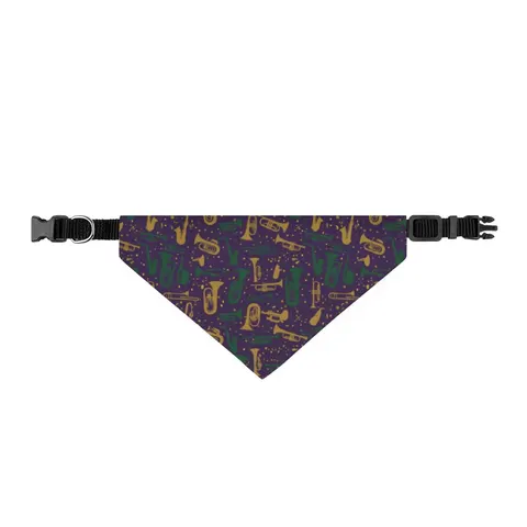 New Orleans Treme Brass Band Clip-on Pet Bandana — front view