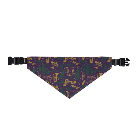 New Orleans Treme Brass Band Clip-on Pet Bandana — front view
