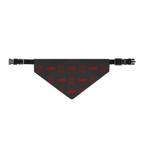 Clark Atlanta 1988 Black & Red Arch Clip-on Pet Bandana — front view