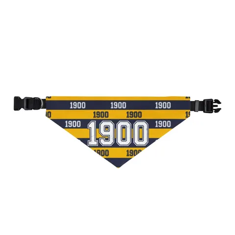 Coppin State 1900 Blue & Yellow Clip-on Pet Bandana — front view