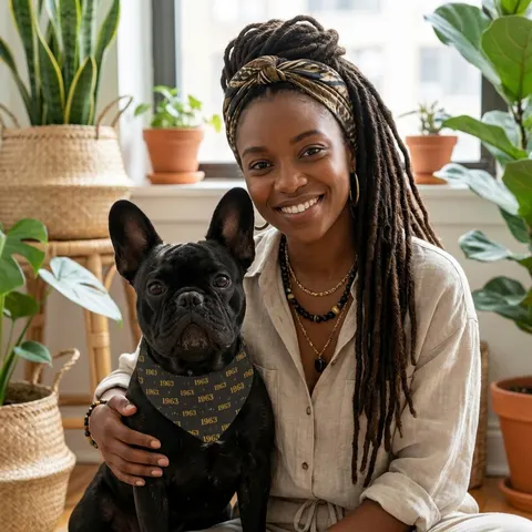 Iota 1963 Charcoal Brown & Gilded Gold Clip-on Pet Bandana