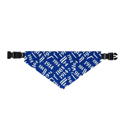 Sigma 1914 Royal Blue & White Clip-on Pet Bandana — front view