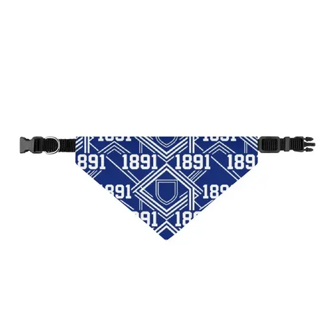 Elizabeth City State 1891 Blue & White Clip-on Pet Bandana — front view