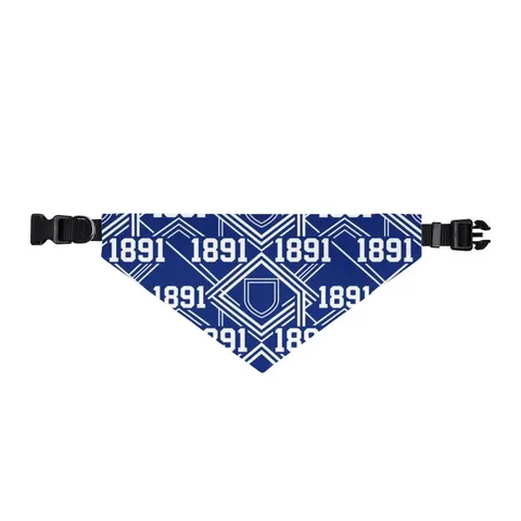 Elizabeth City State 1891 Blue & White Clip-on Pet Bandana — front view