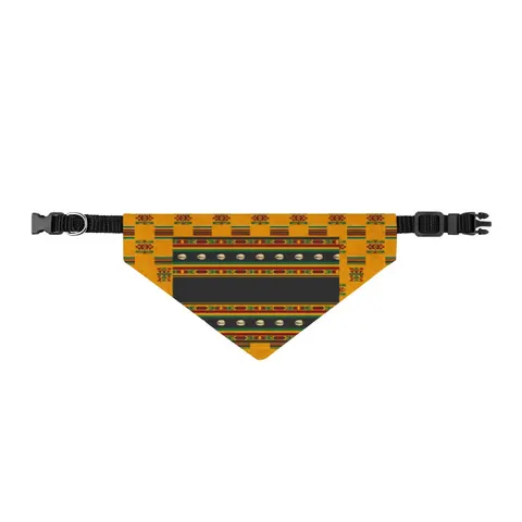 Faith Flag Afro-Spiritual Cowrie & Kente Clip-on Pet Bandana — front view