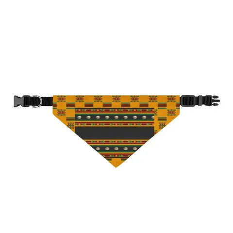 Faith Flag Afro-Spiritual Cowrie & Kente Clip-on Pet Bandana — front view