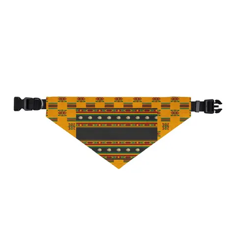 Faith Flag Afro-Spiritual Cowrie & Kente Clip-on Pet Bandana — front view