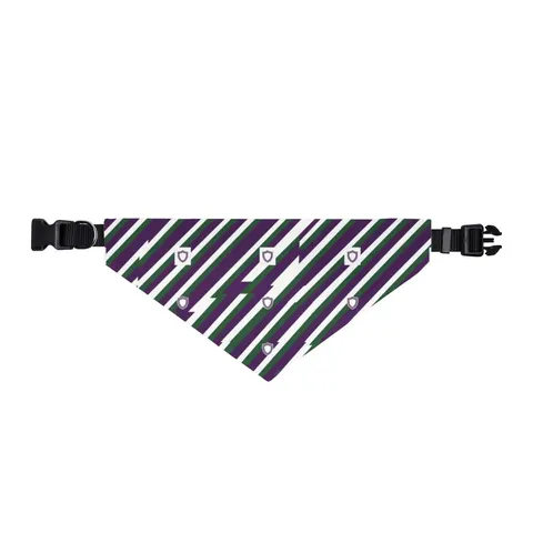 Faith Flag AME-Inspired Purple & Green Clip-on Pet Bandana — front view