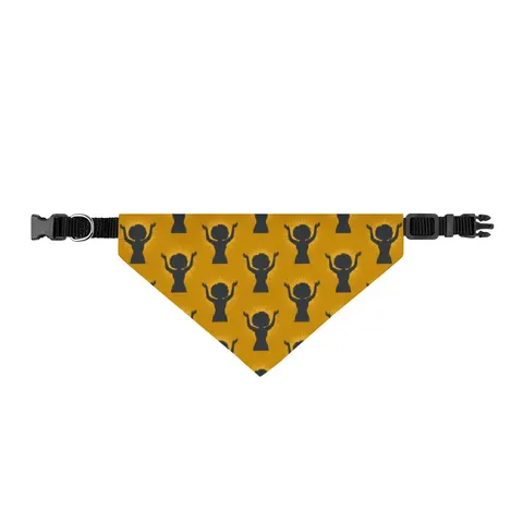 Faith Flag Black Woman in Praise Silhouette Clip-on Pet Bandana — front view
