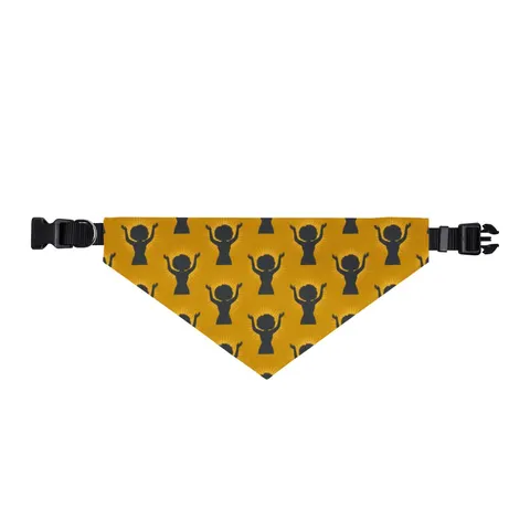 Faith Flag Black Woman in Praise Silhouette Clip-on Pet Bandana — front view