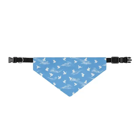 Faith Flag Dove on Sky Blue Clip-on Pet Bandana — front view